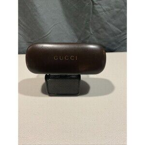Gucci Hard Clam Shell Sunglasses Case, Dark Brown Genuine Leather